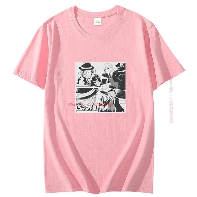 Панели Т-shirt Чуи Накахара Для Унисекса Летняя Мода Хлопковая Футболка Бродячие Псы Литературные Гении Унисекс Футболки Харадзюку Графические Футболки