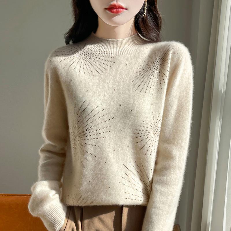Женский кашемировый свитер Qinghe Cashmere 30% кашемир 70% шерсть Осень и Зима Пуловер Теплый и Модный