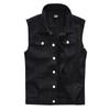 Men's Black Denim Sleeveless Vest - Trendy Streetwear Waistcoat for Spring, Summer, and Autumn