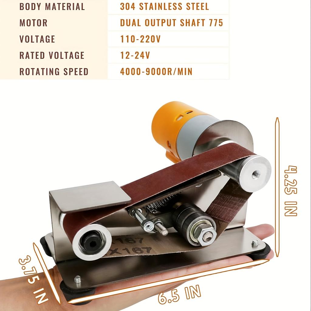 Мини электрический ленточный шлифовальный станок с 7 регулируемыми скоростями и 10 лентами - Компактный шлифовальный станок-точилка для изготовления ножей, работы по дереву и металлу
