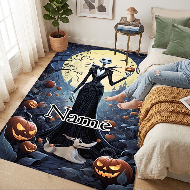 Personalized Name Nightmare Before Christmas Living Room Non-Slip Area Rug Soft Carpet for Bedroom Kids Playroom Sofa Office Home Decor Doormat
