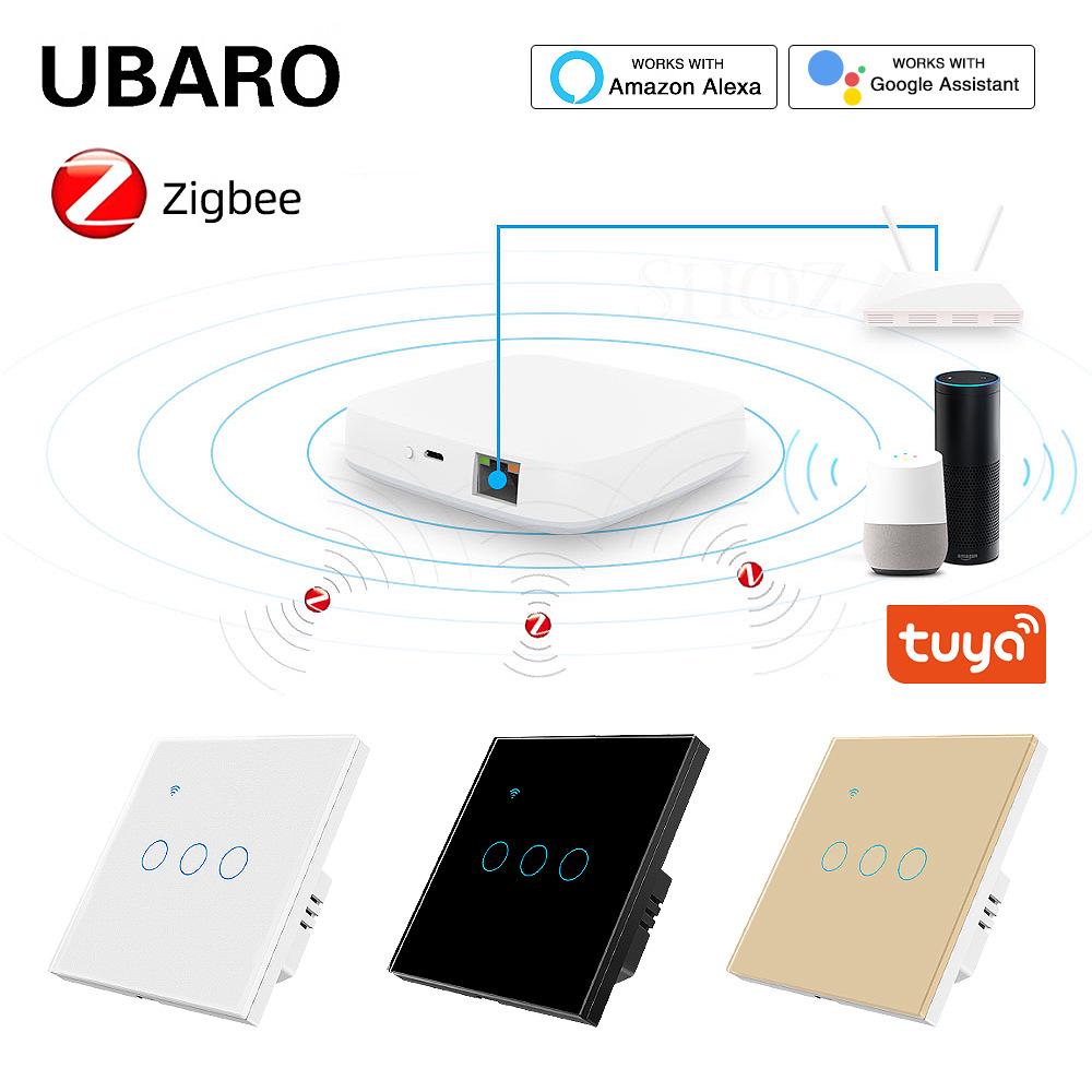 Умный выключатель Zigbee - Удаленное управление через приложение Tuya с панелью из закаленного стекла