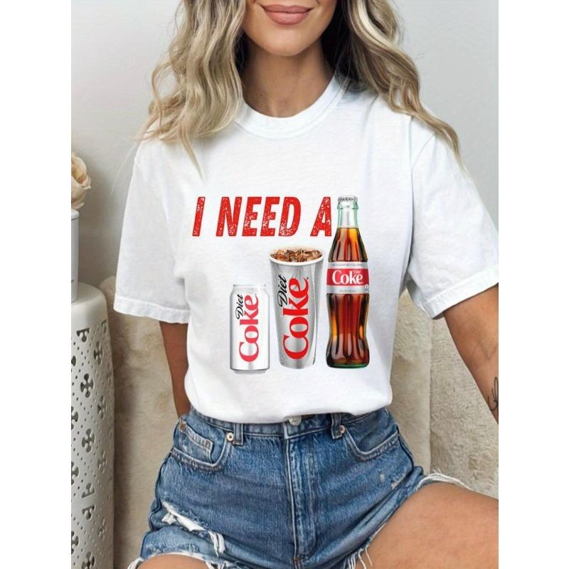 Европейский размер Модная женская футболка с круглым вырезом и принтом с буквами и аниме | Простой дизайн, удобная и дышащая