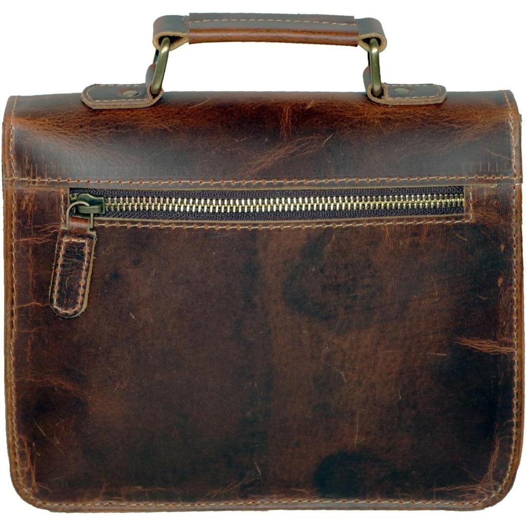 Small Leather Messenger Bag Shoulder Bag Cross Body Vintage Messenger Bag for Women & Men Satchel (7 X 9)