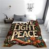 Love Light Peace blanket, Colorful Floral Design, Cozy    blanket, suitable for use in the bedroom, living room, on the sofa