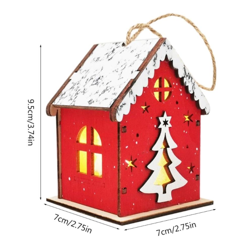 Red/wood Glowing Log Cabin Angle Elk Santa Claus Christmas Tree Decorations  Kids Gifts