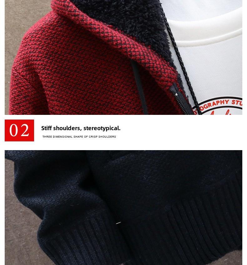 Men's Plush Hooded Cardigan Sweater - 2021 Collection, Thick & Large Size