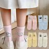 Модные носки средней длины A&B Style для женщин, милые мультяшные мягкие дышащие хлопковые носки конфетных цветов в студенческом стиле
