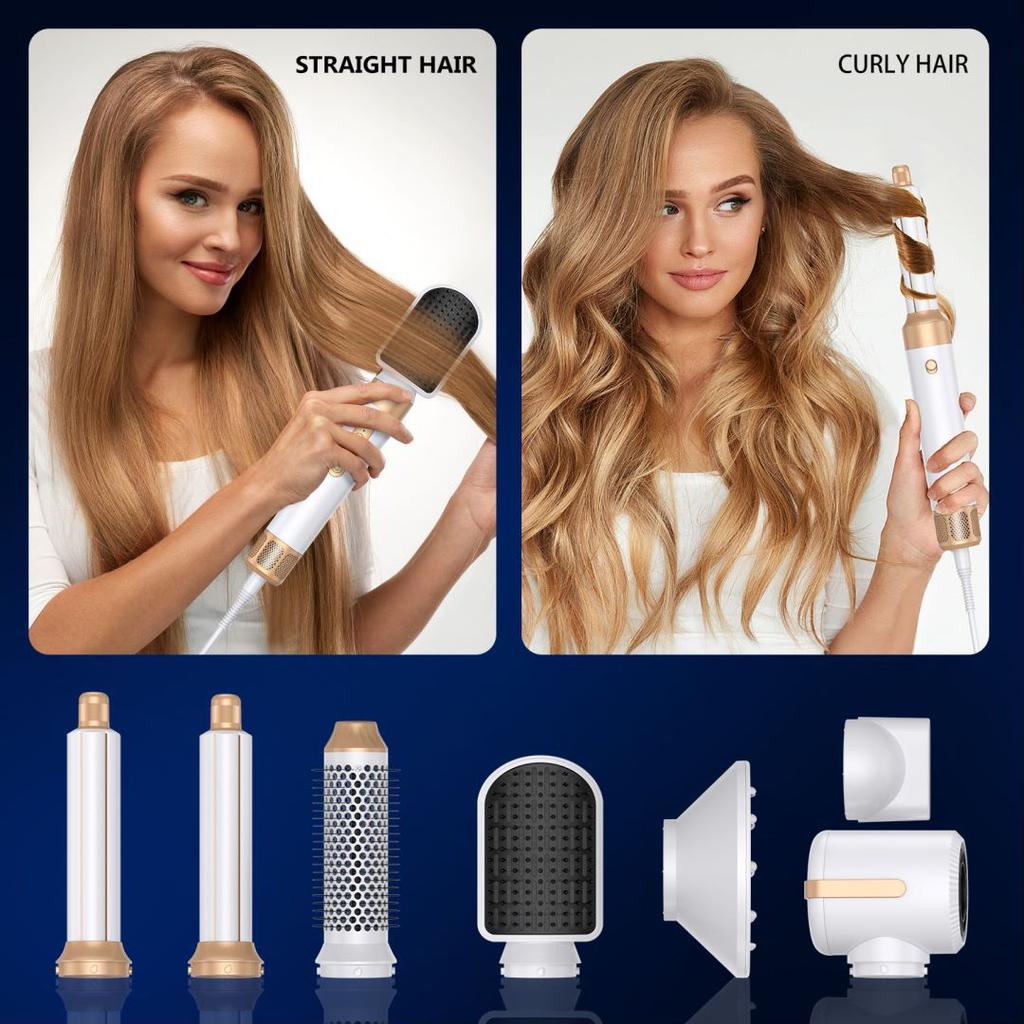 7 In 1 Detachable Hair Styling Tools,Ionic Hair Dryer with Diffuser, Air Hair Curlers, Hot Air Brush Curling Brush, Hair Straightener Brush