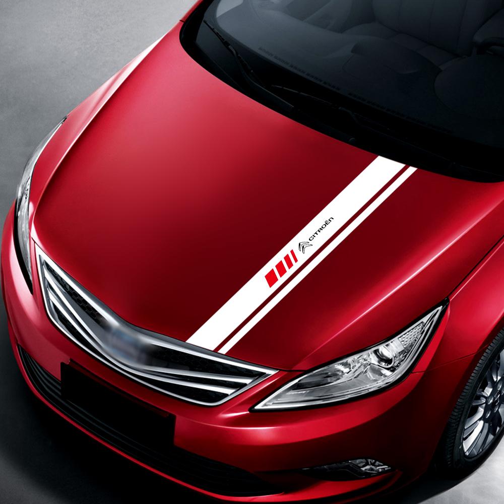 Car Hood Sticker Personalized Stripe Auto Body Decals Car Tuning Stickers For Citroen C1 C3 C4 Picasso C5 C6 VTS C-ELYSEE C5 C6