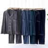 Trouser Pajamas Sets for Men's Spring and Autumn Long Sleeve Modal Thin Plus-Sized Homewear Suit Solid Colors Pyjama Men Sets