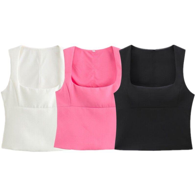 Fashion Style 2024 Spring New Arrival Women's Clothing Stylish Slim-Fit All-Matching Short Square Collar Stretch Tops 2745777