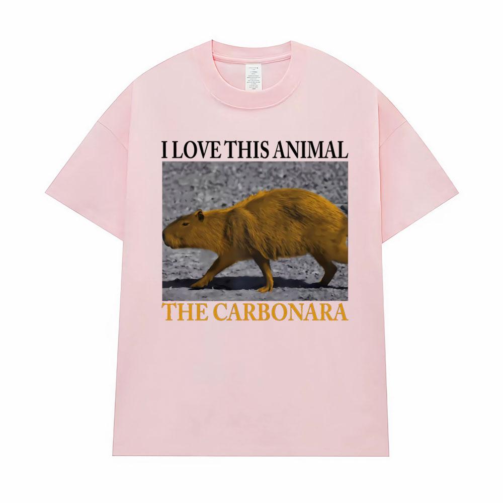 Funny Meme I Love This Animal The Carbonara Capybara Tshirt Men's Clothing Unisex Hot Sale High Quality T Shirts Fashion T-Shirt