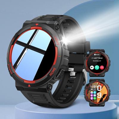 Умные часы для мужчин 3ATM водонепроницаемые с функцией звонка/светодиодным фонариком 2,02" HD экран Смарт-часы Компас Фитнес-трекер Монитор ЧСС/артериального давления Часы