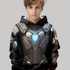 Boys' 3D Printed Mech Armor Design Hoodie - Casual Crew Neck Pullover with Long Sleeves