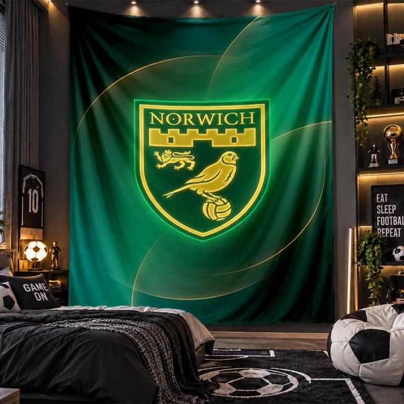 Wall Hanging Tapestry Norwich City Football Print Cloth for Living Room Bedroom Home Decor