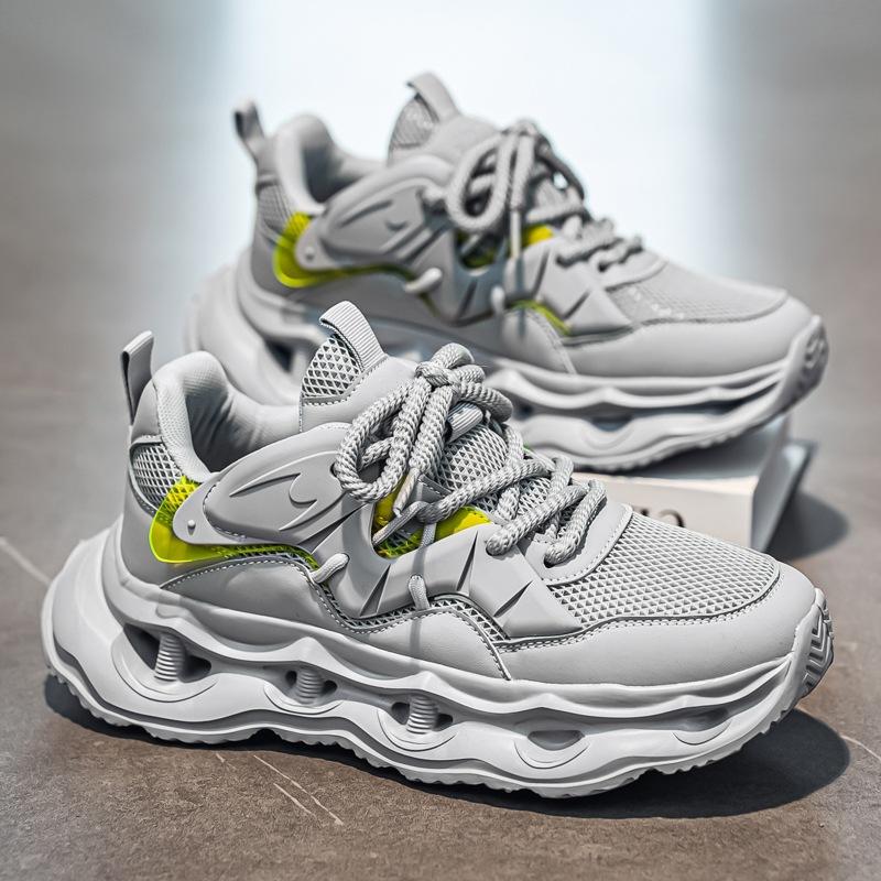 Летние новые мужские кроссовки на толстой подошве, увеличивающие рост, трендовые студенческие сетчатые повседневные спортивные кроссовки, универсальная живая мужская обувь