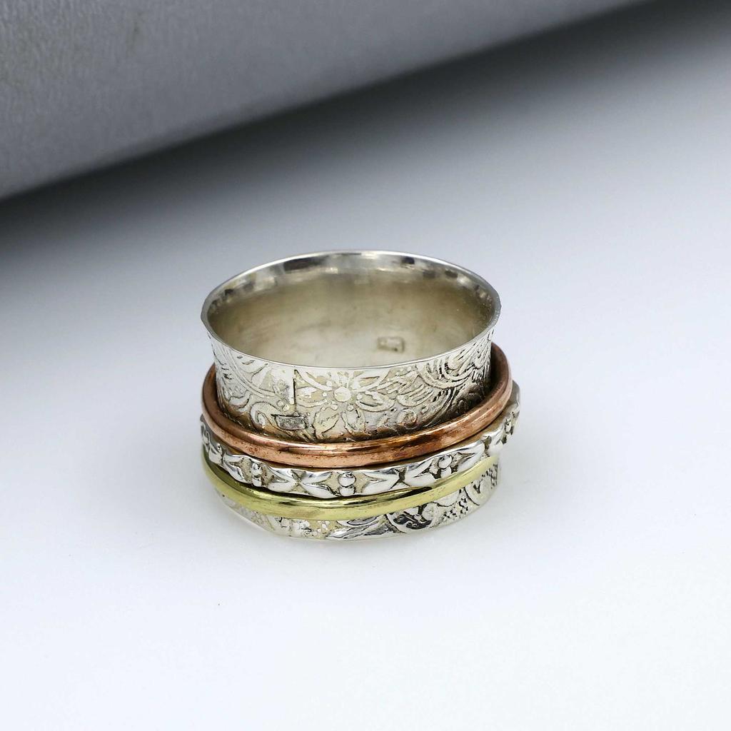 Solid 925 Sterling Silver Ring, Boho Designer Ring, Statement Ring, Halloween Gift, Unisex Ring, Spinner Ring