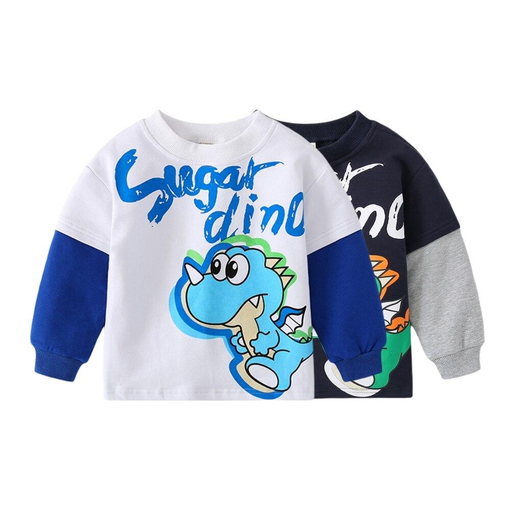 Детская толстовка из двух частей с принтом динозавра, верхняя нижняя рубашка