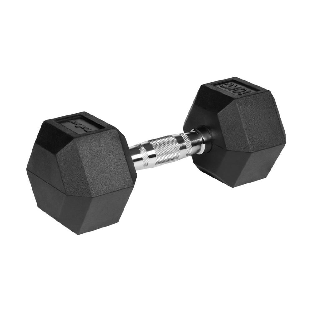 Hex 2X10 Kg Rubber-Coated Cast Iron Dumbbells Rebel Active