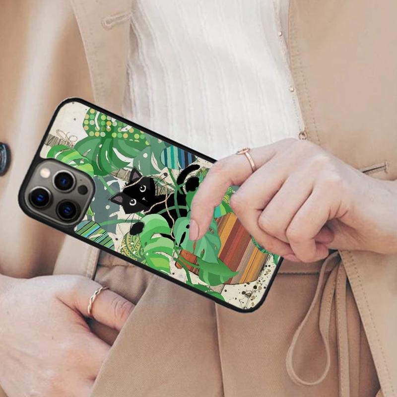 Черный кот Магнитный чехол для телефона ДЛЯ APPLE iPhone 17 Air 16 14 13 12 Pro Max 15 Plus Беспроводная зарядка С крышкой MagSafe