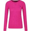 Polo Solid Color Crew Neck Cable Knit Sweater With Pony Embroidery Women Sweater Rose-Red 211525764-062