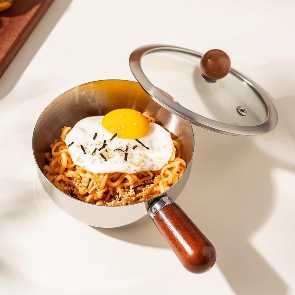 Stainless Steel Mini Pot with Lid, Ideal for Single-Serve Noodles, Soups, and Baby Food