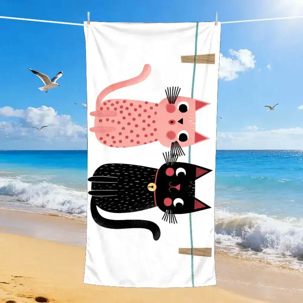1pc Pet-Friendly Social Day Theme Beach Towel, Cute Pet Day Beach Towel, Parkour Cat Hanging Action Area, Cat Museum, Cat-Themed