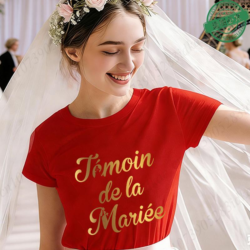 French Bachelorette EVJF Party T-Shirts Future Bride Team Gold Foil Print O Neck Short Sleeve Graphic Tees for Bridal Shower