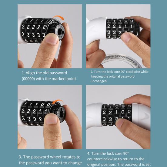 Велосипедный кабельный замок с паролем, 5-значный защитный замок без ключа, водонепроницаемый универсальный противоугонный велосипедный замок с ПВХ-покрытием