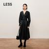 LESS 2024 Winter V-Neck Long Sleeve Wool Blend Dress
