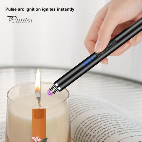 USB Rechargeable Electric Long Kitchen Ignition Stick Hanging Buckle Design Stove Windproof LED Flameless Pulse Igniter