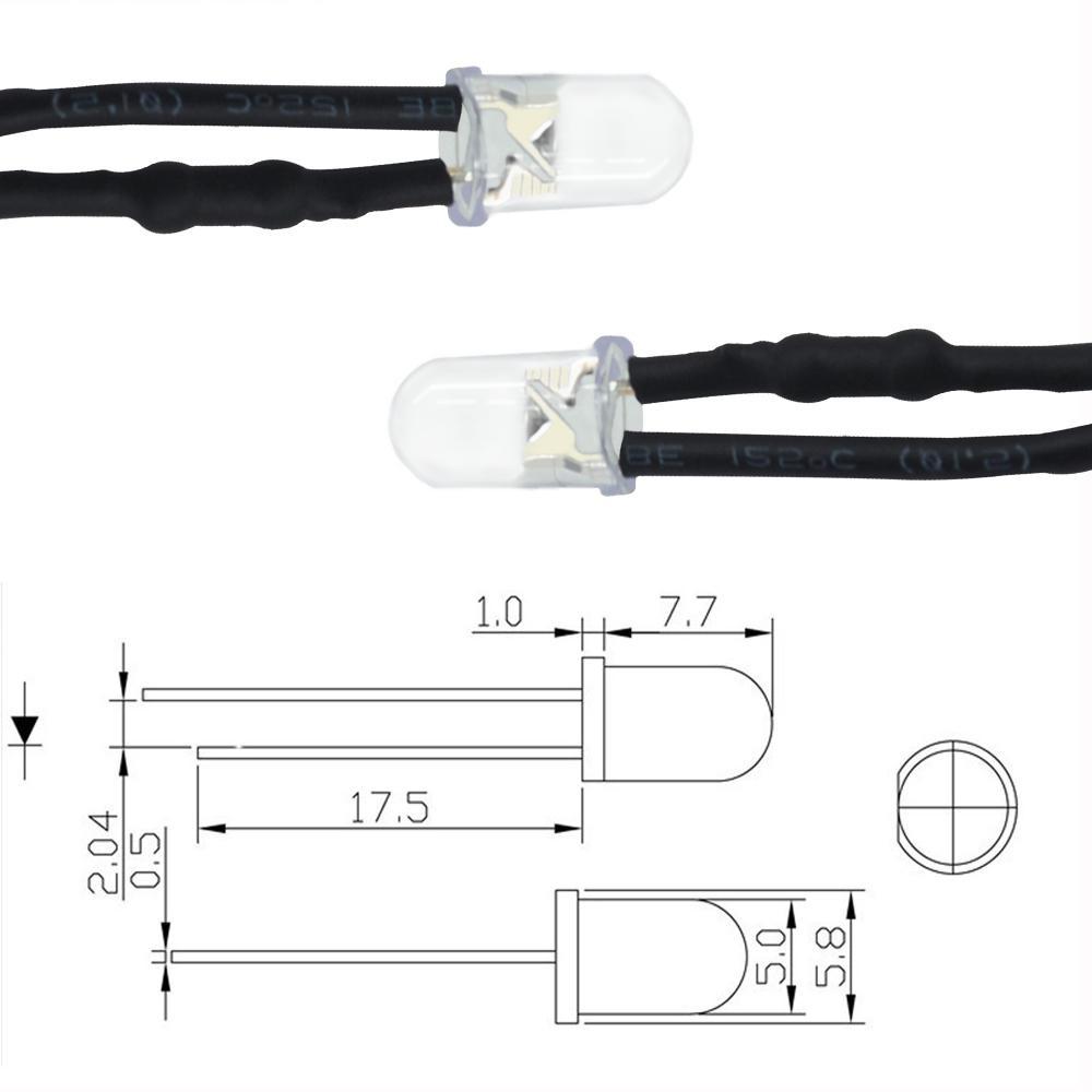 5X F5 5 мм Круглые 20 см Предварительно смонтированные DC 12 В светодиодные лампы Лампочка Белый Красный Синий Зеленый Желтый Белый Теплый Белый Диодные излучающие Диоды