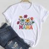 (Asian Size)Tee Top Flower Letter Mom Mama Cute 90s Fashion T Shirt Women Print Lady Clothing Casual Short Sleeve Female Graphic T-shirt