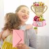 3D Mother Day Card Fly-Out Design Best Mom 3D Greeting Card DIY Handcrafted Prize Cup Shape Laser-cut Mother Day Card