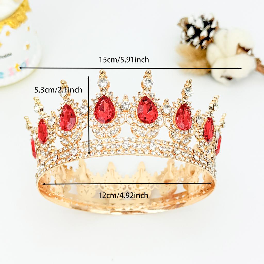 Full Circle Crown Tiara Colorful Baroque Retro Full Diamond Jewelry Wedding Accessories Crown Bridal Crown