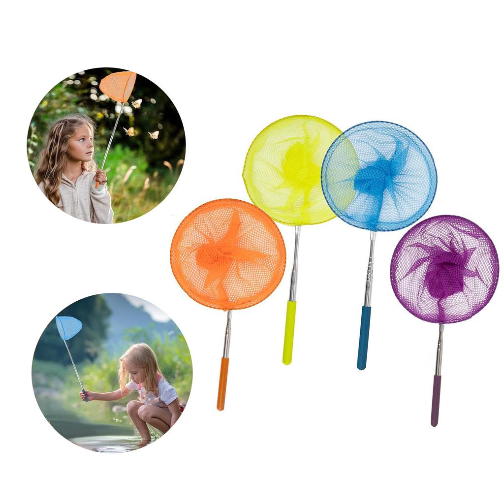 4pcs Children Telescopic Butterfly Fishing Net Retractable Fishing Net for Outdoor Bug and Fish Exploration