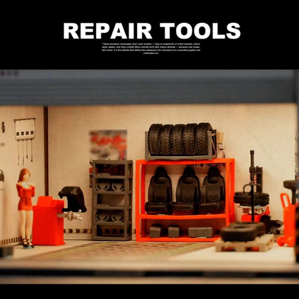 Model Assembly Simulation Car Repair Tools Miniature Scene Garage Scene Display Sand Table