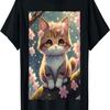 Милая Кавайная Кошка с Цветами Сакуры Мужская Женская Детская Футболка(1)