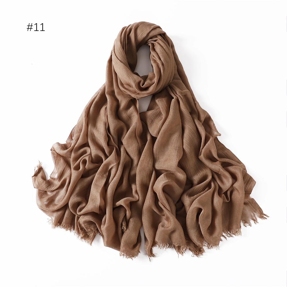 Fashion Muslim Cotton Rayon Modal Hijab For Women Headscarf Long Shawls Islam Hijab Turbans Head Wrap Solid Fringe Scarves