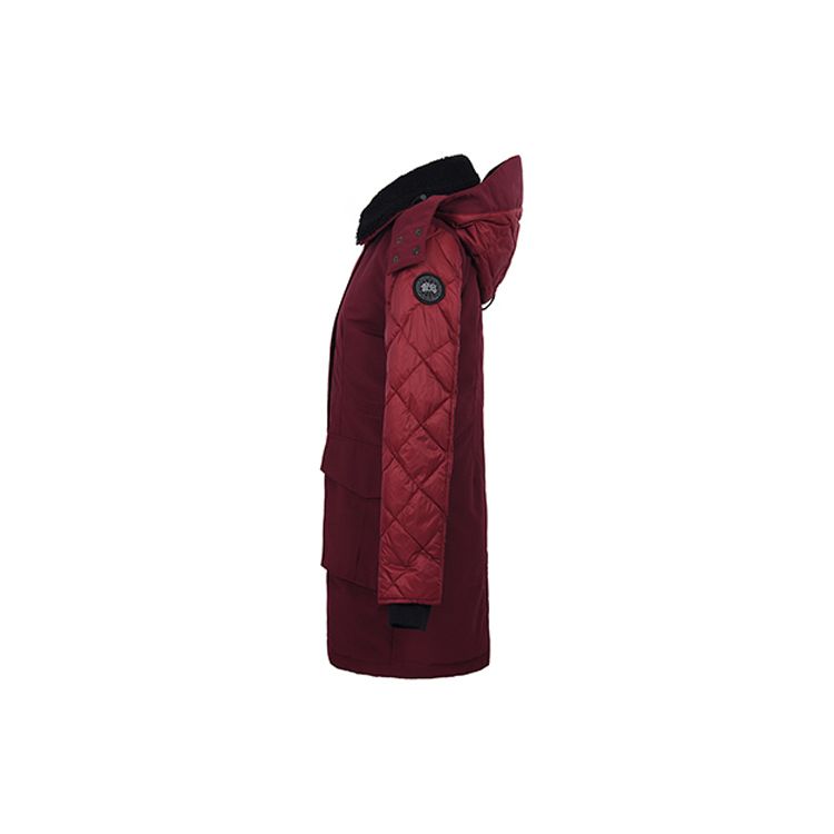 Canada Goose Elwin Series Black Label Mid-Length Long Sleeve Warm Down Jacket Women outerwear Burgundy 3205LB-317