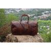 Buffalo Leather Duffle Bag: Handmade Burgundy Weekender Holdall