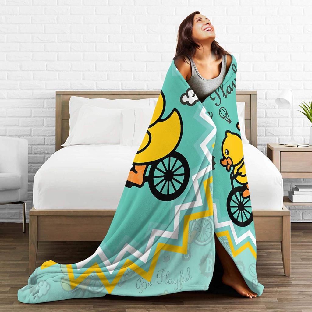 Yellow Duck Blanket Warm Soft Fashion Plush Throw Blanket For Child Couch Bed Flannel Bedspread Bed Cover