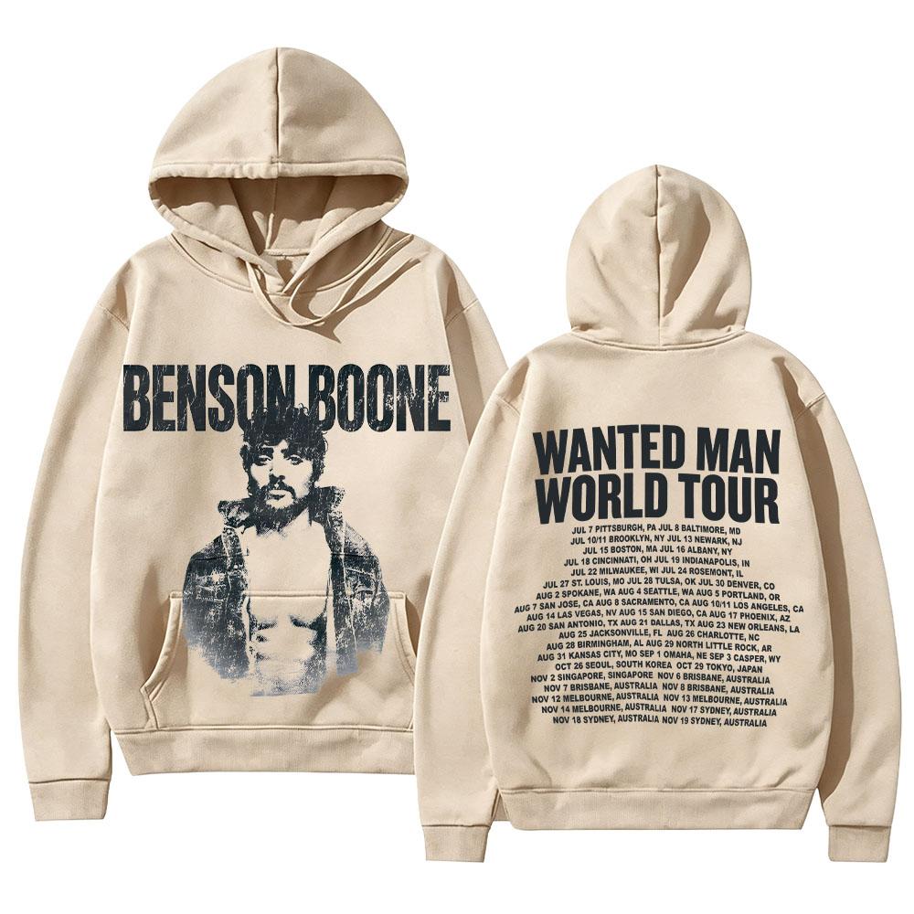 Benson Boone Merch Sweatshirts Wanted Man Ash Hoodie Fashion High Street Hoody Unisex Vintage Aesthetic Graphic Print Pullovers