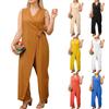 Women's Jumpsuit Casual Solid Color Sleeveless V-neck Zipper Strap Jumpsuit
