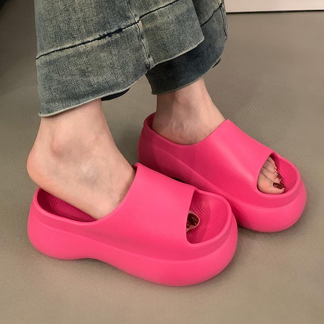 Уникальные женские тапочки на толстой платформе, новые удобные минималистичные пляжные тапочки из ЭВА, нескользящие женские сандалии для улицы и дома