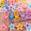 1/5Pcs Sweet Colorful Flower Keychain Hanging Jewelry Earphone Case Pendant Mini Keychain  Student
