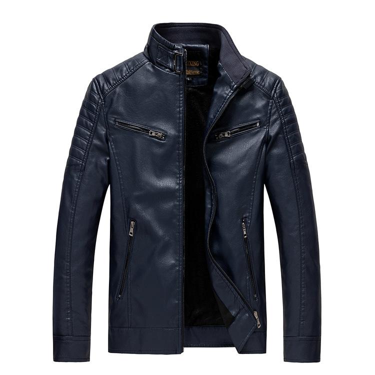 Autumn and Winter Men's Leather Jacket, Stand Collar, Trendy Leather Jacket, Handsome Motorcycle Jacket, Men's Jacket
