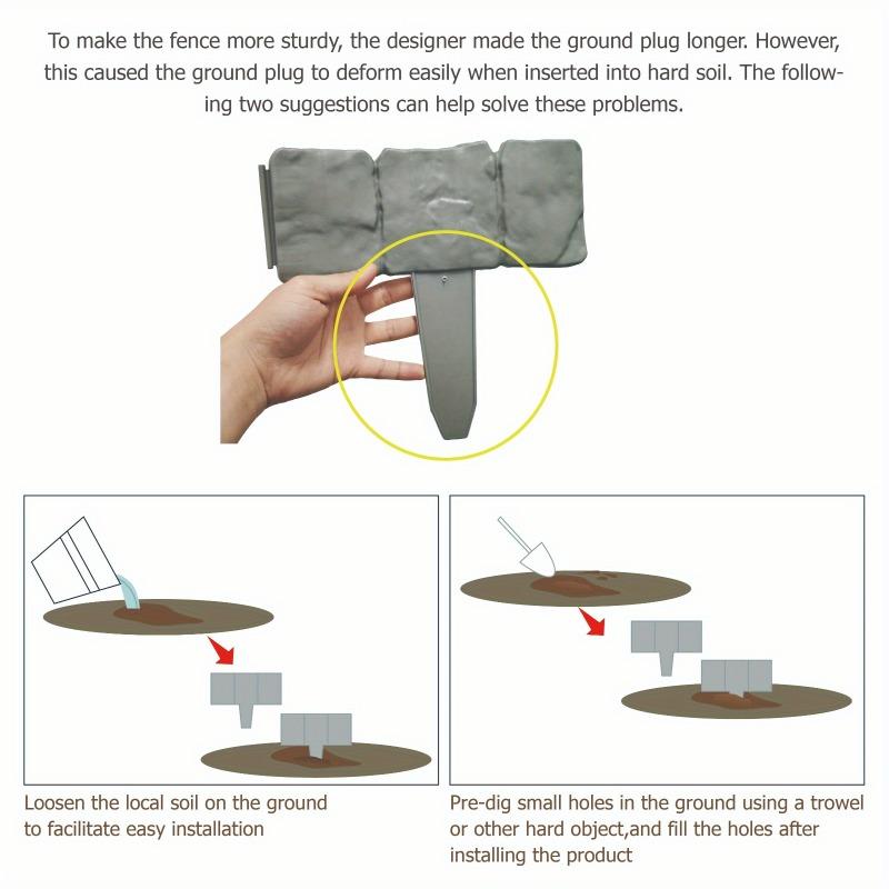 8/12/16pcs Garden Landscape Edging Borders Insert Plastic Imitation Stone Effect Fence DIY Lightweight for Outdoor Patio Balcony Yard