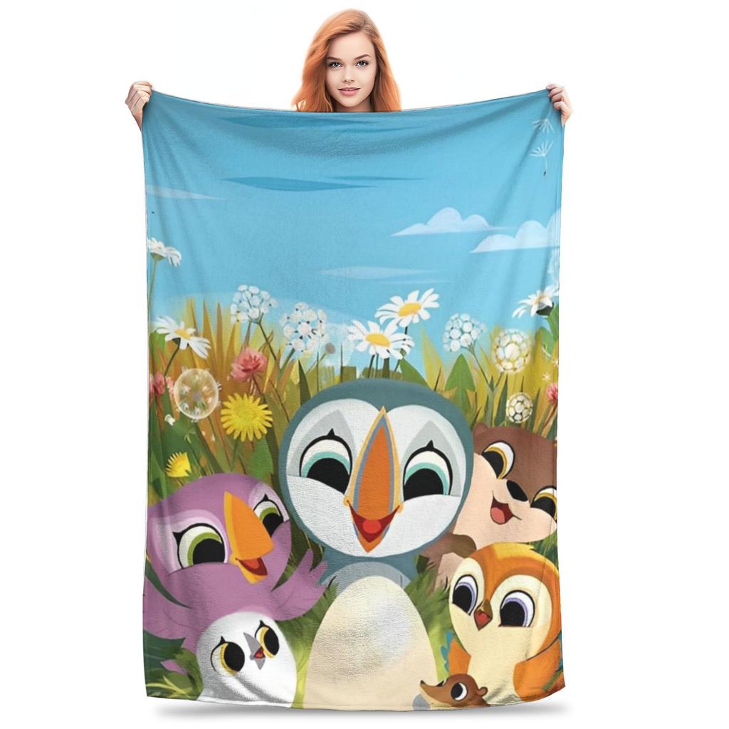 Puffin Rock Cartoon   Flannel Blanket  Awesome Throw Blanket for Bed Sofa Couch 200x150cm Rug Piece